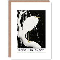 Artery8 Ohara Koson Art Card Heron In Snow in Black