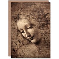 Artery8 Leonardo da Vinci Art Card La Scapigliata Head of a Woman in Brown