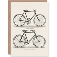 Artery8 Meyers Lexikon Art Card Vintage Bicycle Illustration in White