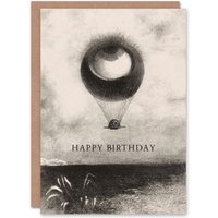 Artery8 Odilon Redon Birthday Card The Eye Like a Strange Balloon in Grey