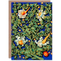 Artery8 Albert Racinet Art Card Vintage Middle Ages Floral Pattern in Green