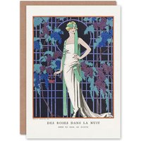 Artery8 George Barbier Art Card Night Roses Vintage Fashion Advert in White