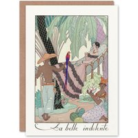 Artery8 George Barbier Art Card The Indolent Beauty Vintage Illustration in White
