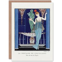 Artery8 George Barbier Art Card Shell Fountain Vintage Fashion Advert in White