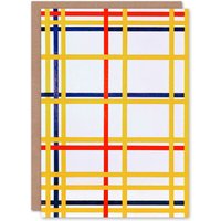 Artery8 Piet Mondrian Art Card New York City I Geometric Painting in White
