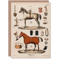 Artery8 Alp Camille Jeune Art Card Vintage Horseback Riding Equipment in Beige