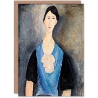 Artery8 Amedeo Modigliani Art Card Young Woman in Blue Portrait in Grey