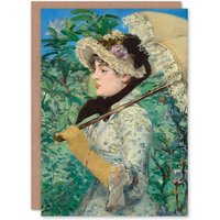 Artery8 Edouard Manet Art Card Jeanne Spring Parasol Portrait in Green