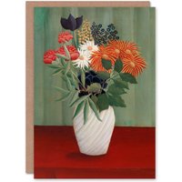 Artery8 Henri Rousseau Art Card Flower Bouquet with China Asters