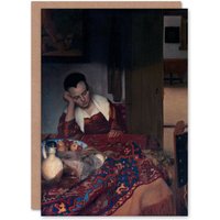 Artery8 Johannes Vermeer Art Card A Maid Asleep Portrait Painting