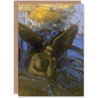Artery8 Odilon Redon Art Card Old Angel Winged Sphinx Painting
