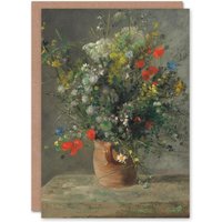 Artery8 Pierre Auguste Renoir Art Card Wildflowers in a Vase in Grey