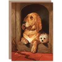 Artery8 Sir Edwin Landseer Art Card Dignity & Impudence Dog Portrait in Brown