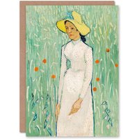 Artery8 Vincent van Gogh Art Card in White Floral Portrait in Green