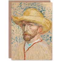 Artery8 Vincent van Gogh Art Card Self Portrait with Straw Hat in Beige