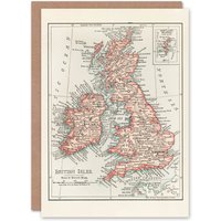 Artery8 Rand Mcnally & Co Art Card Vintage 1900 British Isles Map in White