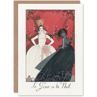 Artery8 George Barbier Art Card Day & Night Vintage Parisian Fashion Advert in White