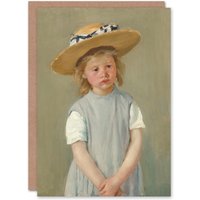 Artery8 Mary Cassatt Art Card Child in a Straw Hat Painting in Grey