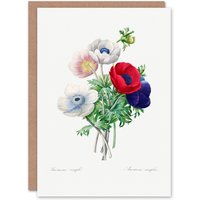 Artery8 Pierre-Joseph Redouté Art Card Anemone Flowers Vintage Botanical in White