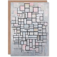Artery8 Piet Mondrian Art Card Composition No IV Abstract Painting in Grey