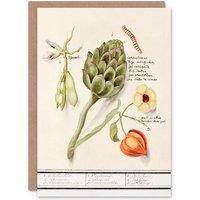 Artery8 Anselmus de Boodt Art Card Artichoke Broad Beans Groundcherry in White