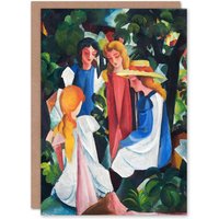 Artery8 August Macke Art Card Four Girls Colourful Oil Painting