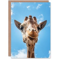 Artery8 Carol M Highsmith Art Card Giraffe Head Up Close Look in Blue
