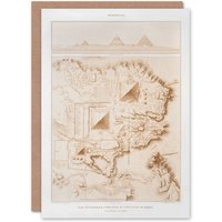 Artery8 Prisse d'Avennes Art Card Giza Pyramids French Topographic Map in Beige