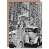 Artery8 Dorothea Lange Art Card Social Justice Newsboy Photograph in Grey
