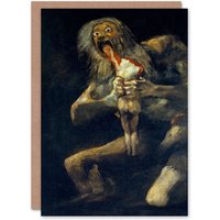 Artery8 Francisco Goya Art Card Saturn Devouring His Son Painting in Black