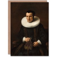 Artery8 Rembrandt van Rijn Art Card Old Lady with a Book Portrait in Brown
