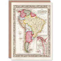 Artery8 Samuel Mitchell Art Card South America Political Divisions Map
