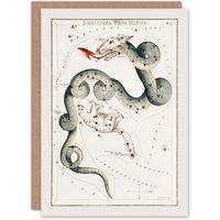 Artery8 Sidney Hall Art Card Draco & Ursa Minor Constellation in White
