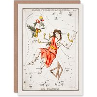 Artery8 Sidney Hall Art Card Vintage Andromeda Constellation Illustration in White