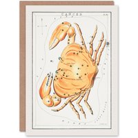 Artery8 Sidney Hall Art Card Vintage Cancer Constellation Illustration in White