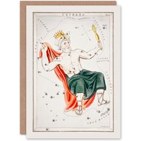 Artery8 Sidney Hall Art Card Vintage Cepheus Constellation Illustration in White