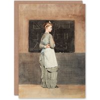 Artery8 Winslow Homer Art Card Teacher with Blackboard Watercolour in Brown