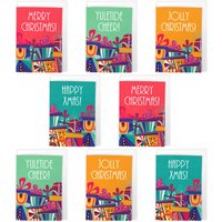 Artery8 Christmas Cards Set of 8 - A6 Size - Festive Colourful Presents
