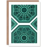Artery8 GA & MA Audsley Art Card Teal Blue Greek Antique Pattern