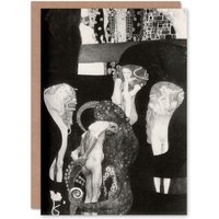 Artery8 Gustav Klimt Art Card Jurisprudence Black White Painting