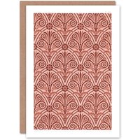Artery8 GA & MA Audsley Art Card Antique Botanical Greek Pattern in Pink