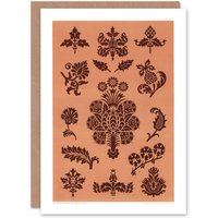 Artery8 GA & MA Audsley Art Card Medieval Botanical Pattern in Pink