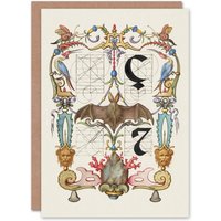 Artery8 Model Book of Calligraphy Art Card Pictoral Letter Guide with Bat in White