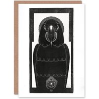 Artery8 Samuel J De Mesquita Art Card Stylised Ara Macaw Parrot in White
