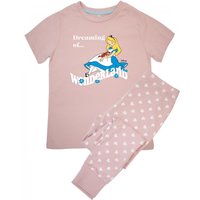 Alice In Wonderland Girl's Dreaming Of Wonderland Long Pyjama Set in Baby Pink | Size: 3-4 Years