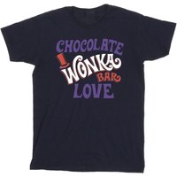 Warner Bros Boy's Chocolate Bar Love Cotton T-Shirt in Navy | Size: 5-6 Years