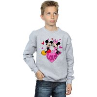 Disney Boy's Love Mickey & Minnie Mouse Hearts Sweatshirt in Grey | Size: 9 Years