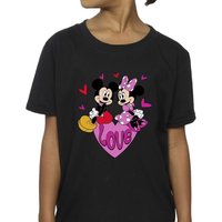 Disney Girl's Love Mickey Mouse & Minnie Mouse Hearts Cotton T-Shirt in Black | Size: 3-4 Years