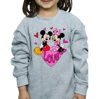 Disney Girl's Mickey & Minnie Mouse Hearts Sweatshirt in Grey | Size: 5-6 Years