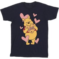 Winnie The Pooh Boy's Love Heart Cookie Cotton T-Shirt in Navy | Size: 3-4 Years